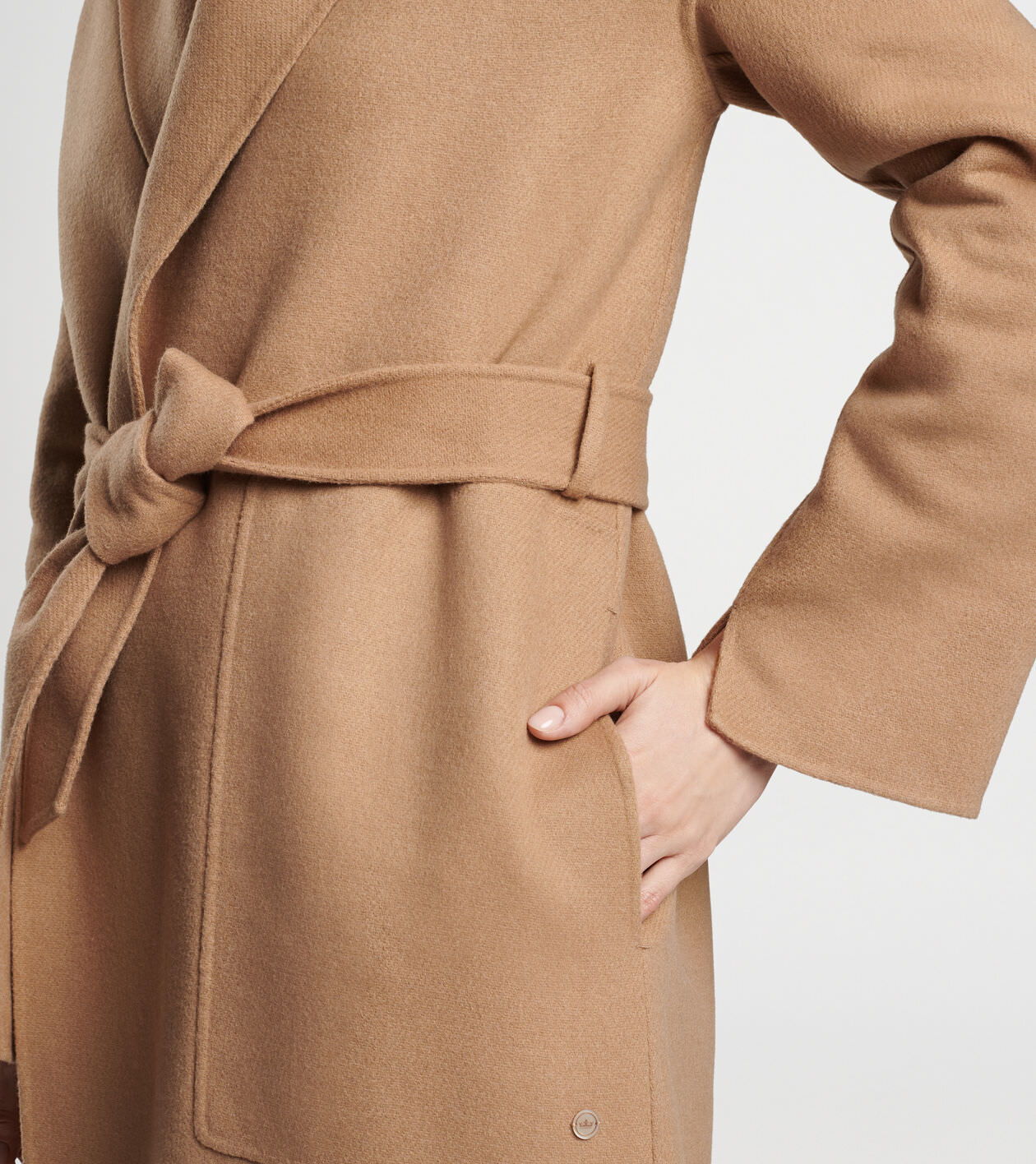 Camel wool wrap coat womens 2025
