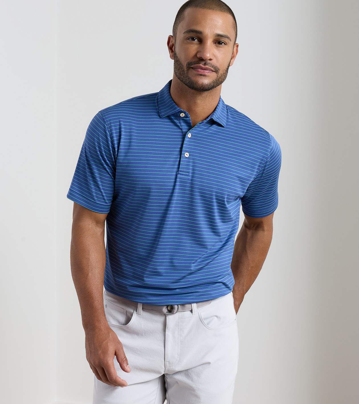 PETER MILLAR Summer Comfort L ターコイズ Peter Millar Champagne And Caviar Performance Jersey Polo - Lamb