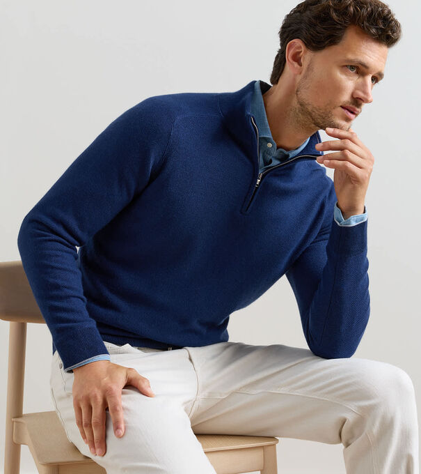 Voyager Cashmere-Silk Saddle Shoulder Quarter Zip - Alternate Image 1