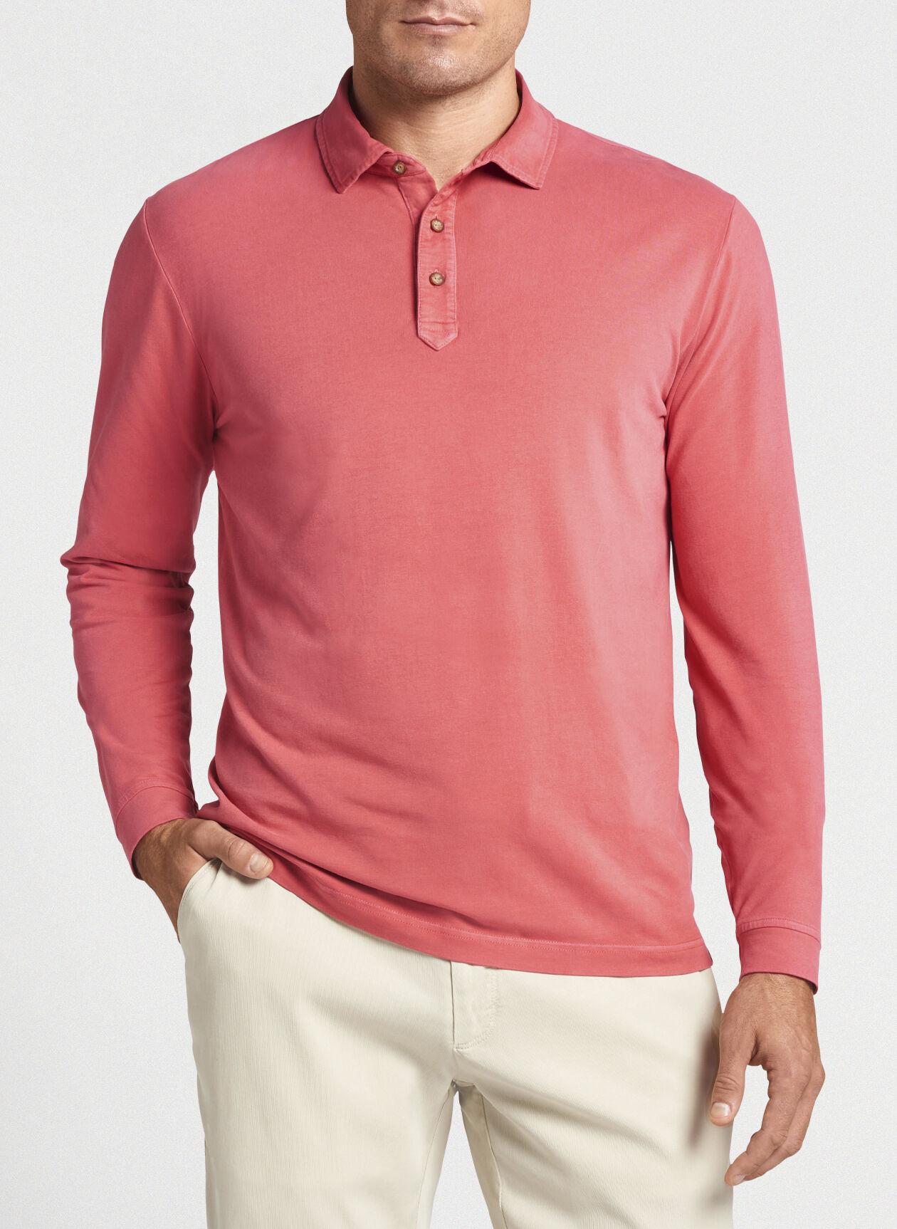 pink long sleeve polo mens
