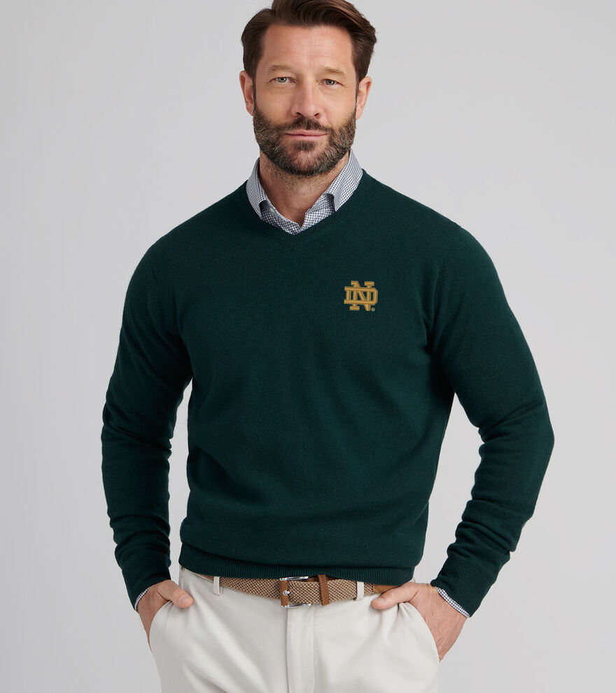 Notre Dame Crown Heritage Cashmere V-Neck Sweater image number 2