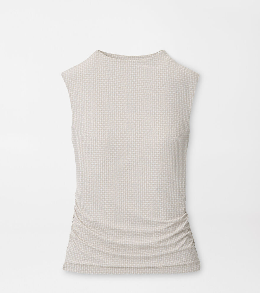 Rachel Houndstooth Print Ruched Sleeveless Top image number 1