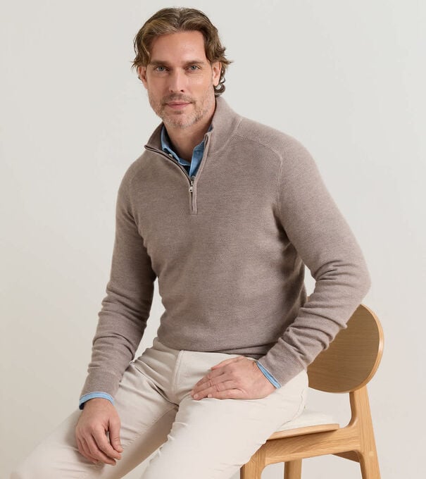 Voyager Cashmere-Silk Saddle Shoulder Quarter Zip - Alternate Image 1