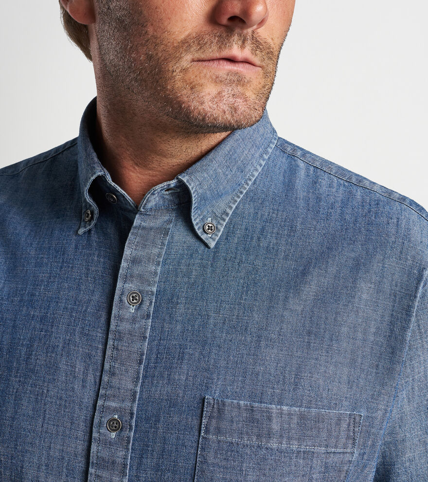 Tamworth Chambray Cotton-Stretch Sport Shirt image number 5