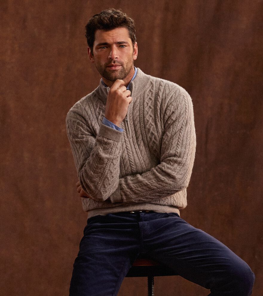 Crescent Ridge Cable Quarter-Zip Sweater