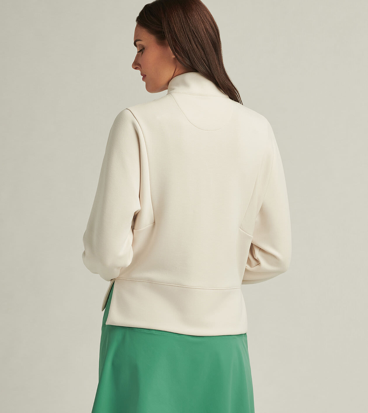 FUMIKA_UCHIDA/KNITTED MINI POLO HALF-ZIP TOP_STRIPES(IVORY