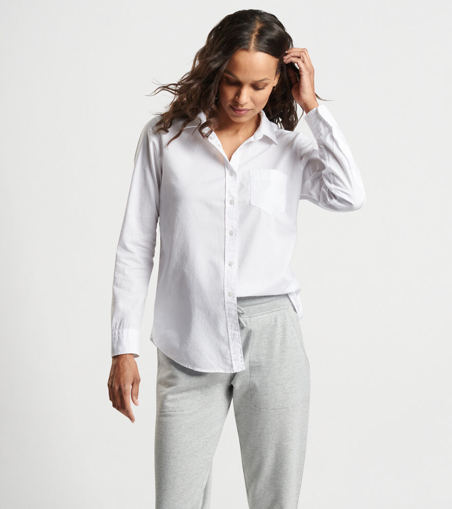 Garment-Dyed Cotton Button Up Blouse image number 4