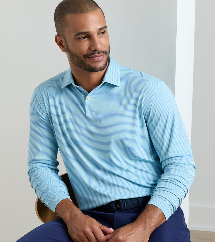 Featherweight Stripe Long-Sleeve Performance Polo image number 2