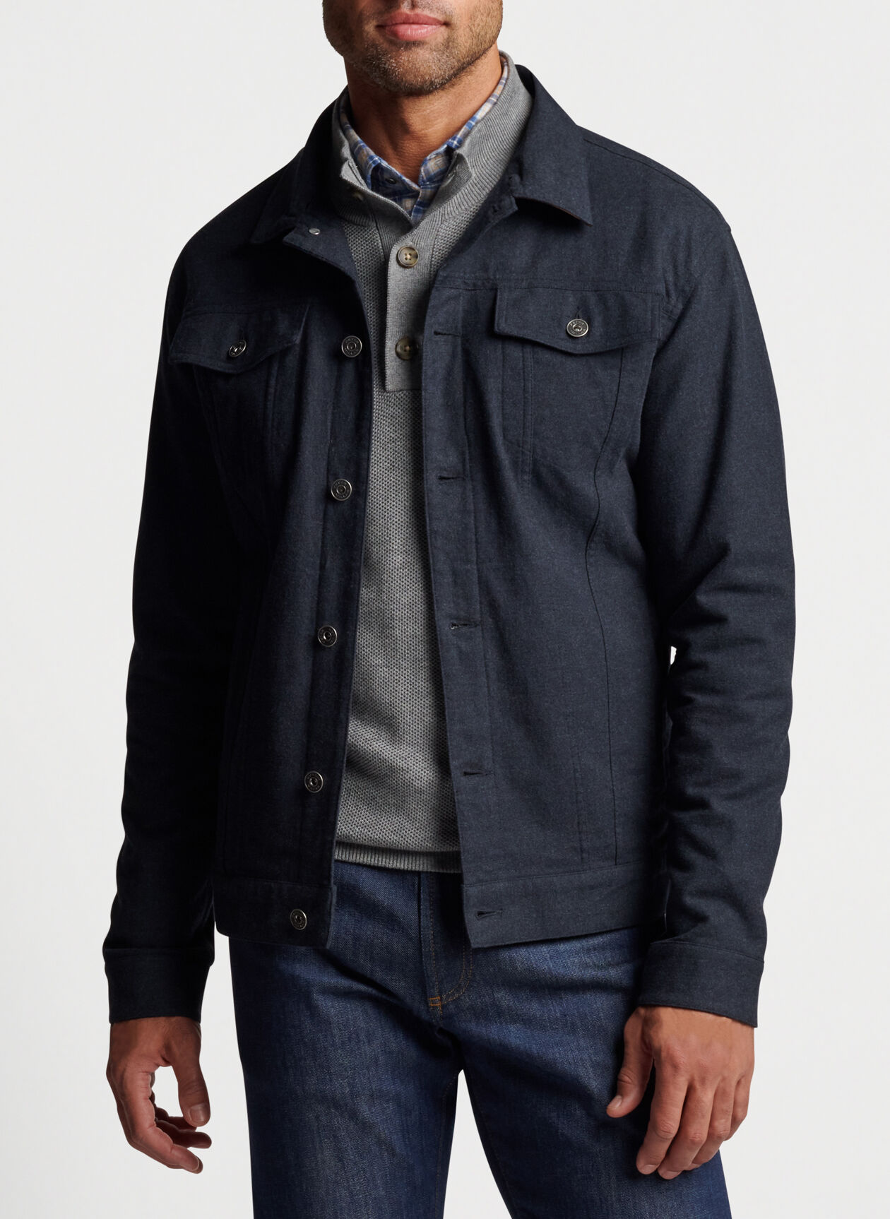 Cotton Flannel Trucker Jacket | Peter 