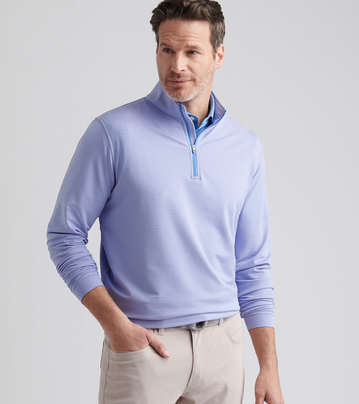 Perth Sugar Stripe Performance Quarter-Zip | Men's Pullovers