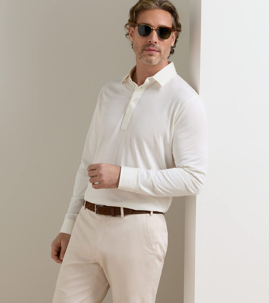 Ashby Silk Cotton Long-Sleeve Polo - Alternate Image 1