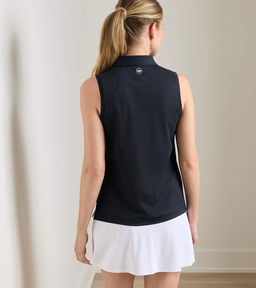 Women's Banded Sport Mesh Sleeveless Button Polo - Alternate Image 2