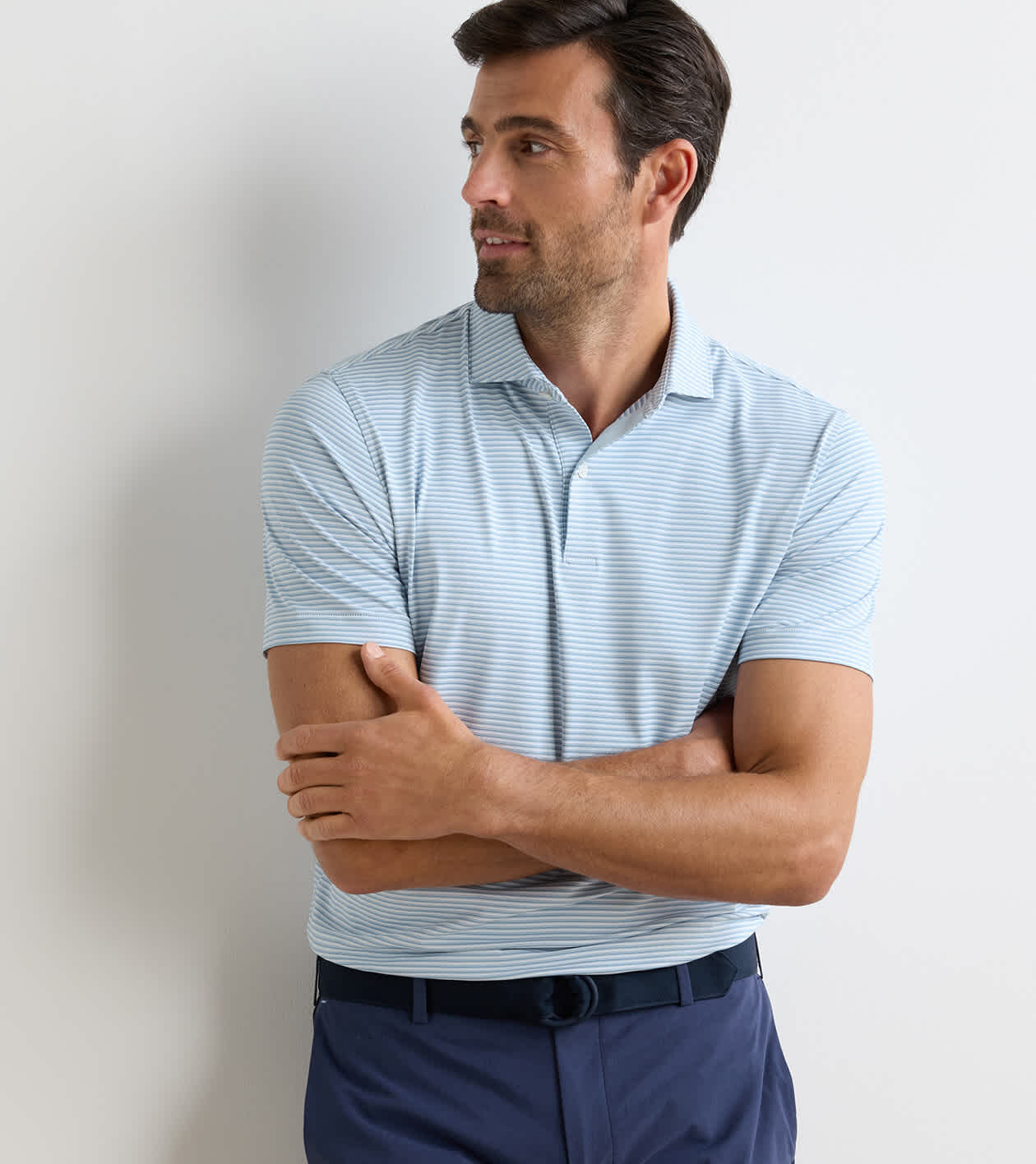 endlessmade poloシャツ Ladder Stripe Turin Polo - Navy