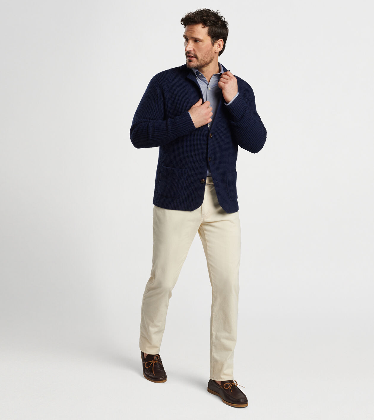 Navy sweater blazer top