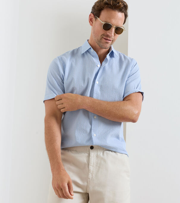 Coastal Stripe Cotton Lyocell Sport Shirt