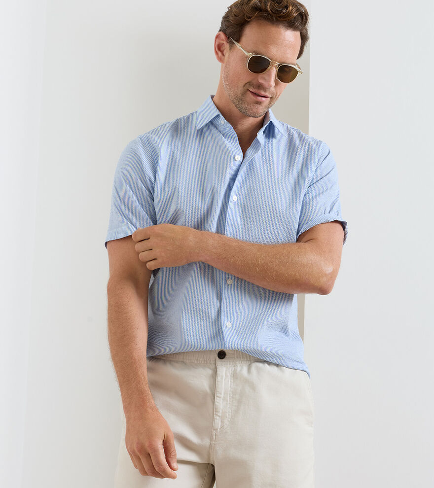 Coastal Stripe Cotton Lyocell Sport Shirt image number 2