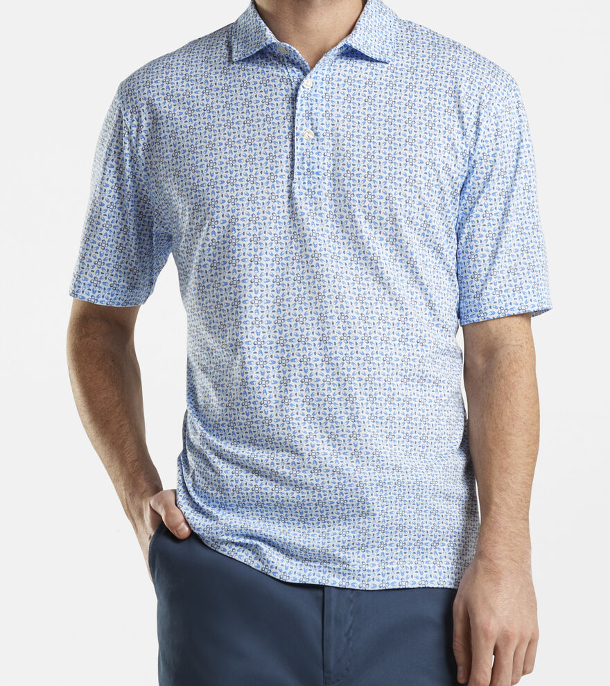 Mules & Skulls Aqua Cotton Polo image number 4