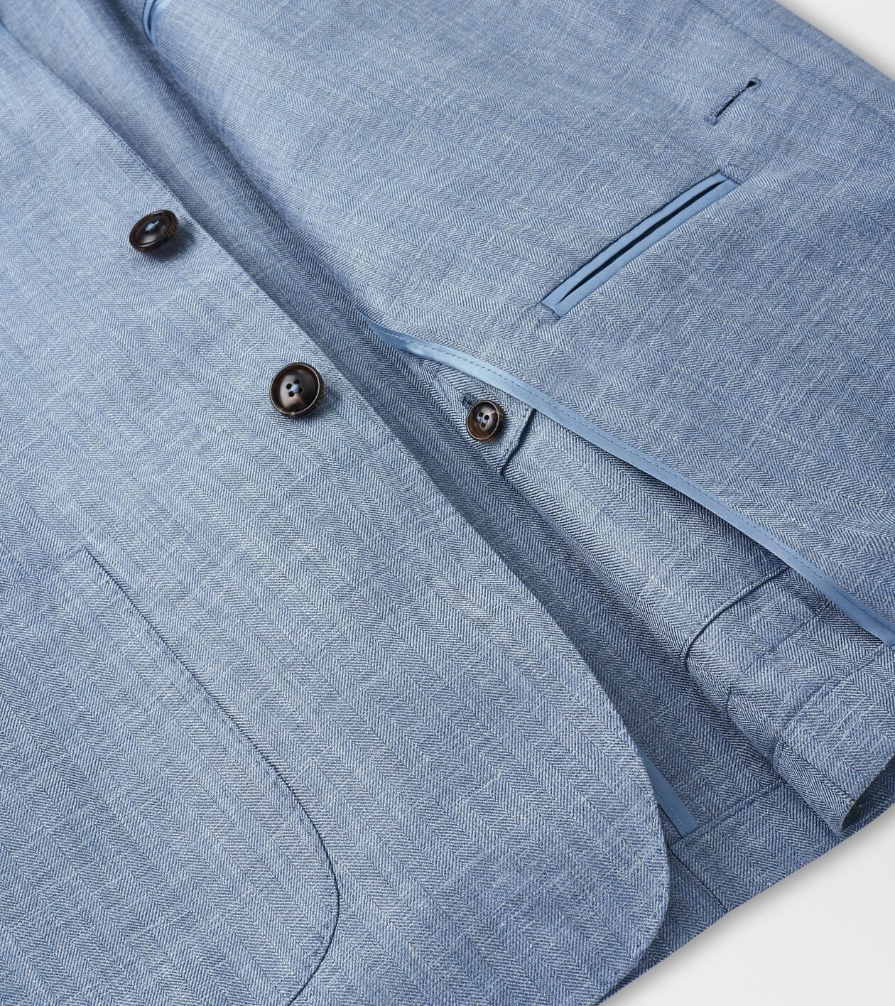 Merhen Wool Herringbone No Collar Jacket Suit Set (2色) Sage Green Herringbone Worsted Wool Suit | Clothing