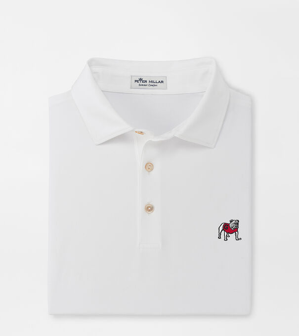 Georgia Standing Bulldog Solid Performance Jersey Polo (Sean Self Collar)