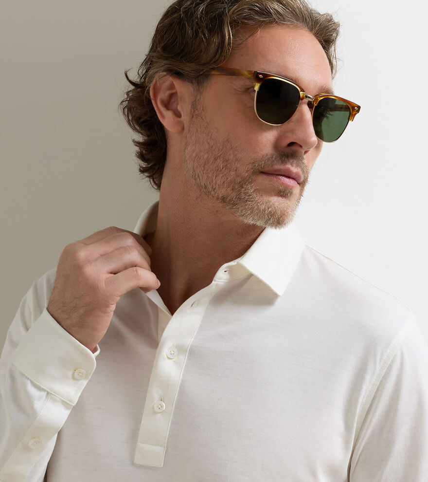 Ashby Silk Cotton Long-Sleeve Polo - Alternate Image 3