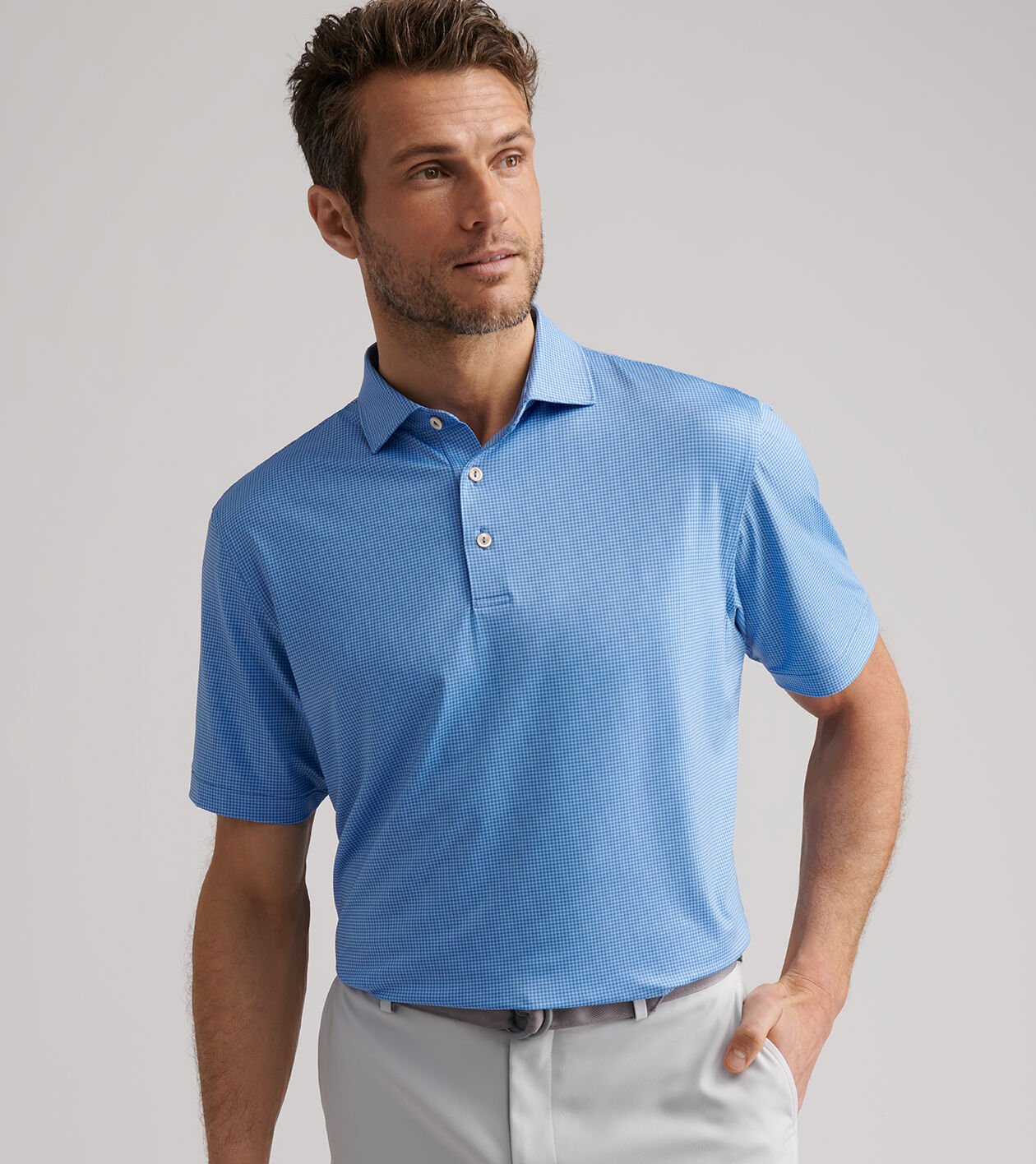 Gingham Performance Jersey Polo | Men's Polos | Peter Millar