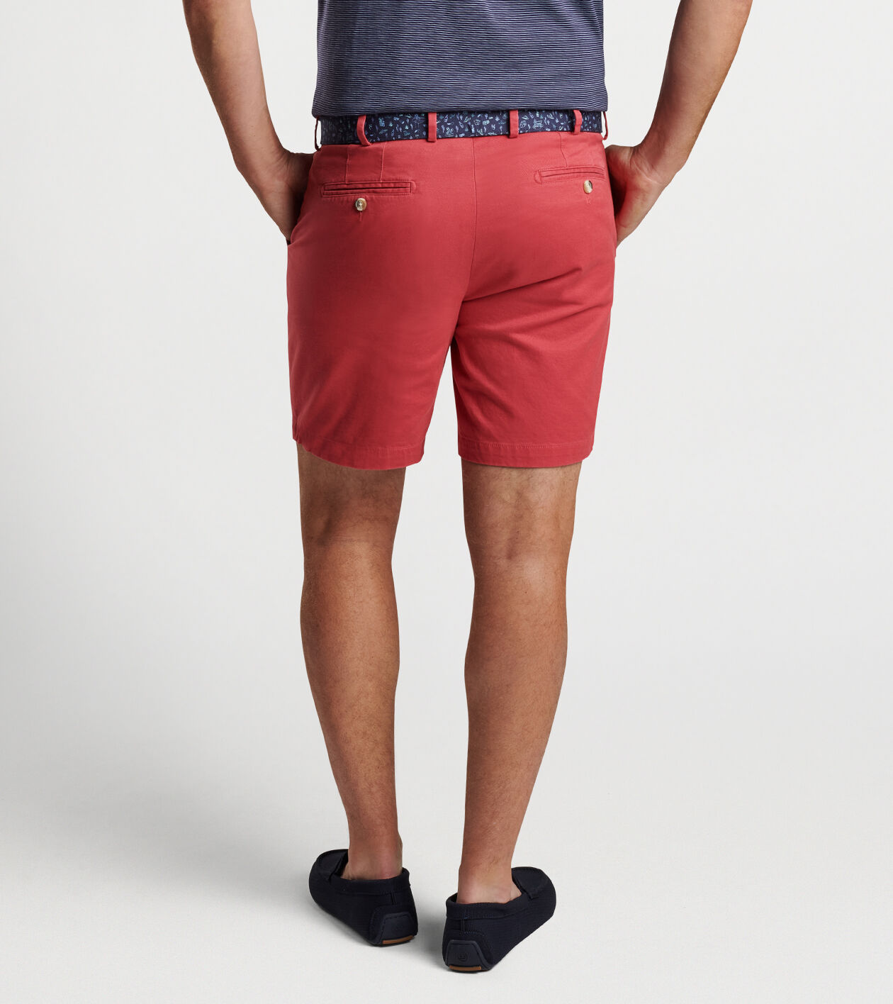 Red shop twill shorts