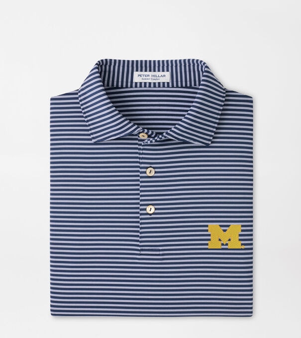 Michigan Tiebreaker Performance Jersey Stripe Polo