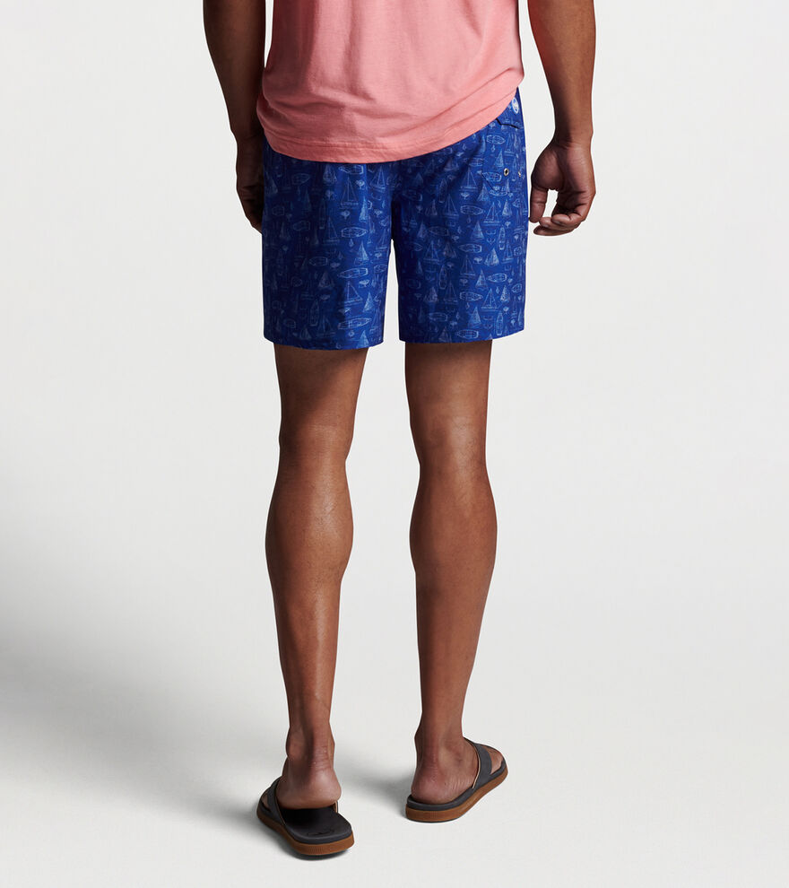 Sailboat Blue Print Swim Trunk image number 3