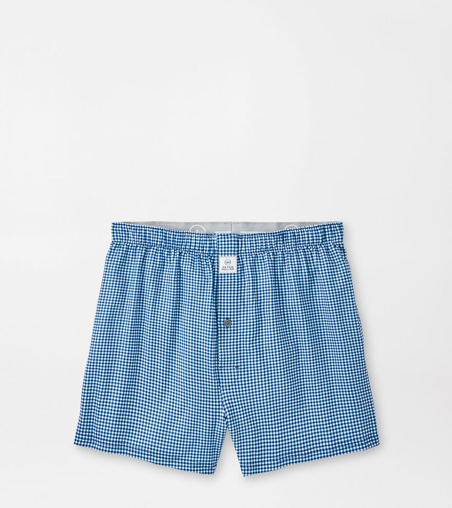 Nebraska Printed Gingham Check Stretch Jersey Boxer image number 1