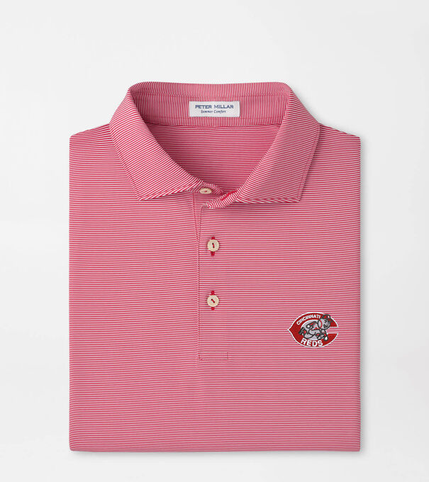 Cooperstown Cincinnati Reds Jubilee Stripe Performance Polo