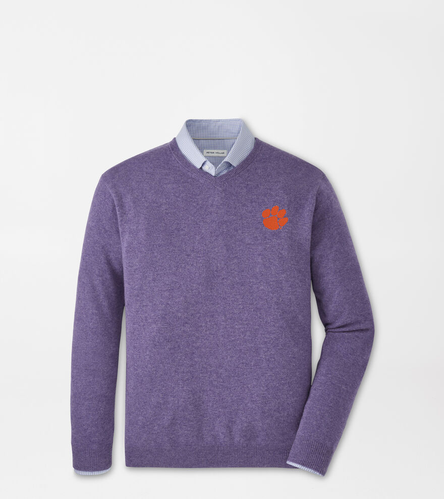 Clemson Crown Heritage Cashmere V-Neck Sweater image number 2