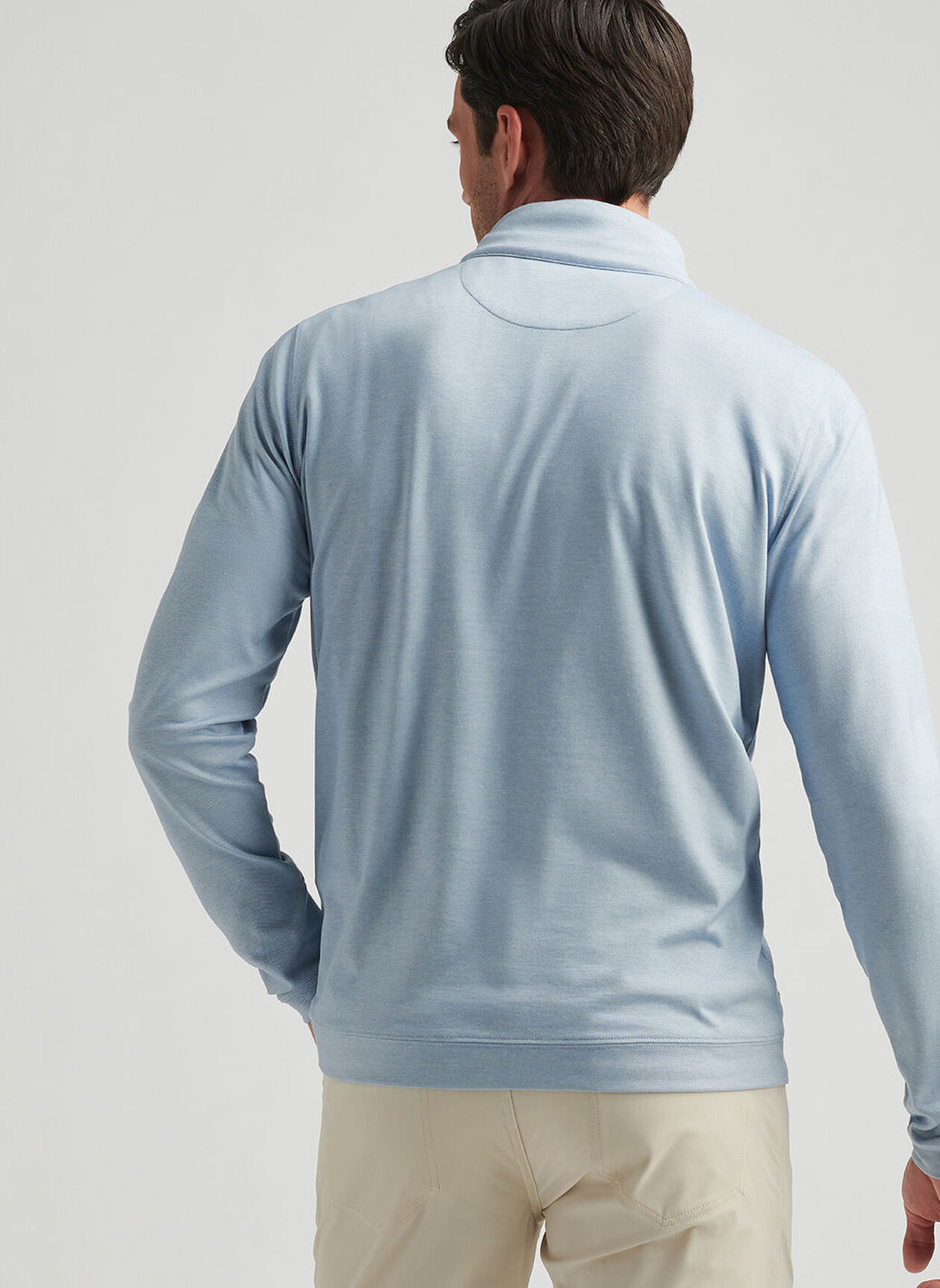 ALBATROSS COTTON BLEND PIQUE QUARTER ZIP-WHITE