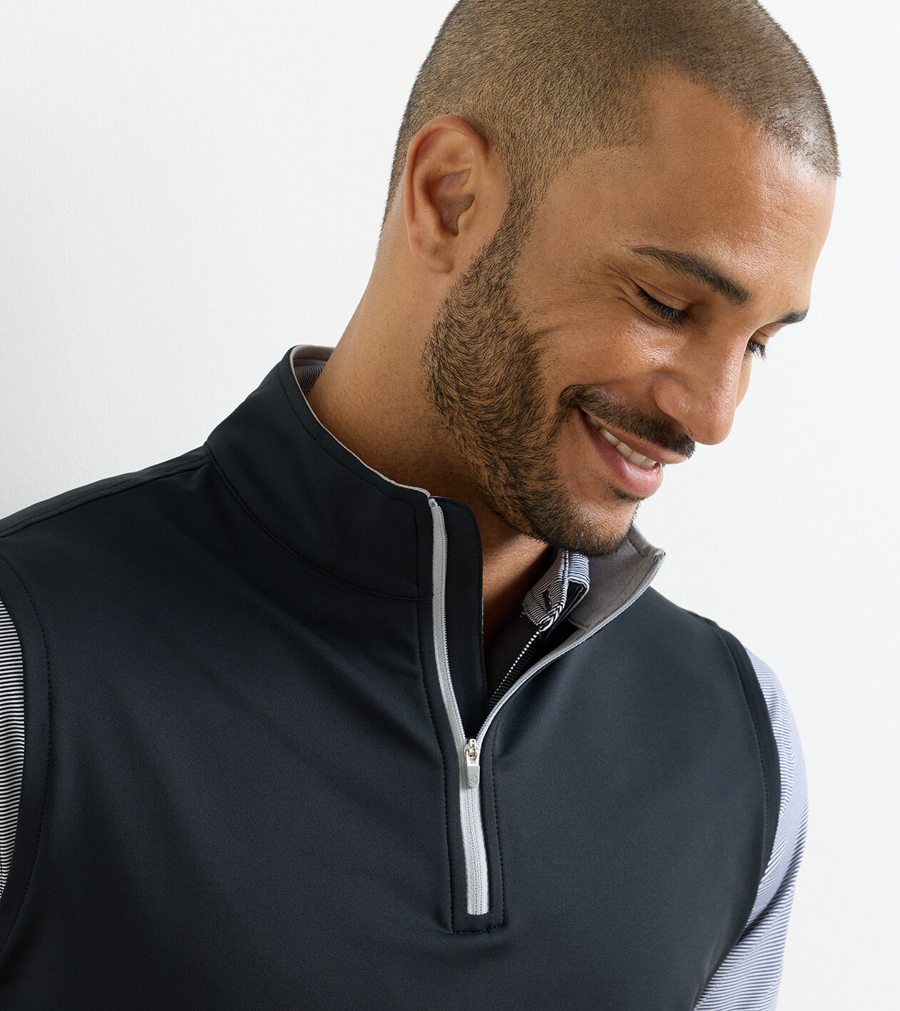 Galway Stretch Loop Terry Quarter-Zip Vest | Men's Vests | Peter