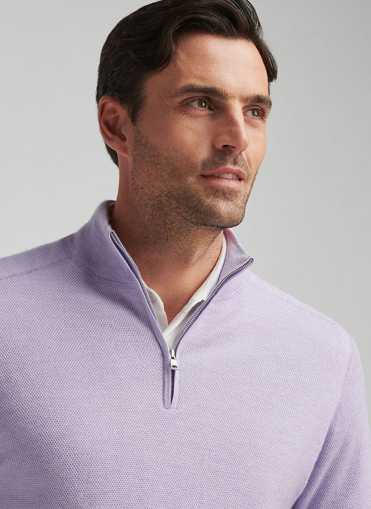 Voyager CashmereSilk Saddle Shoulder Quarter Zip Men's Pullovers