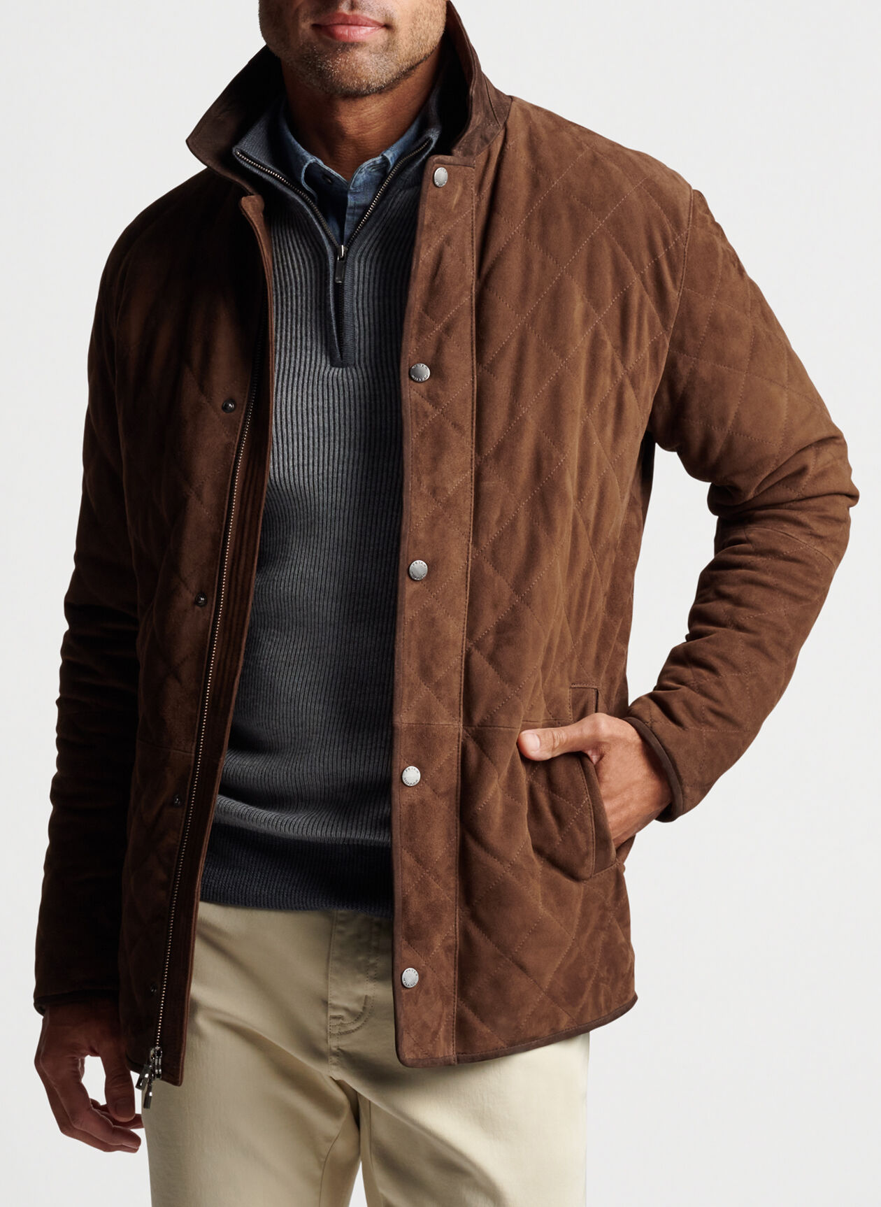 Suffolk Quilted Suede Travel Coat Men's Jacket's & Coats Peter Millar