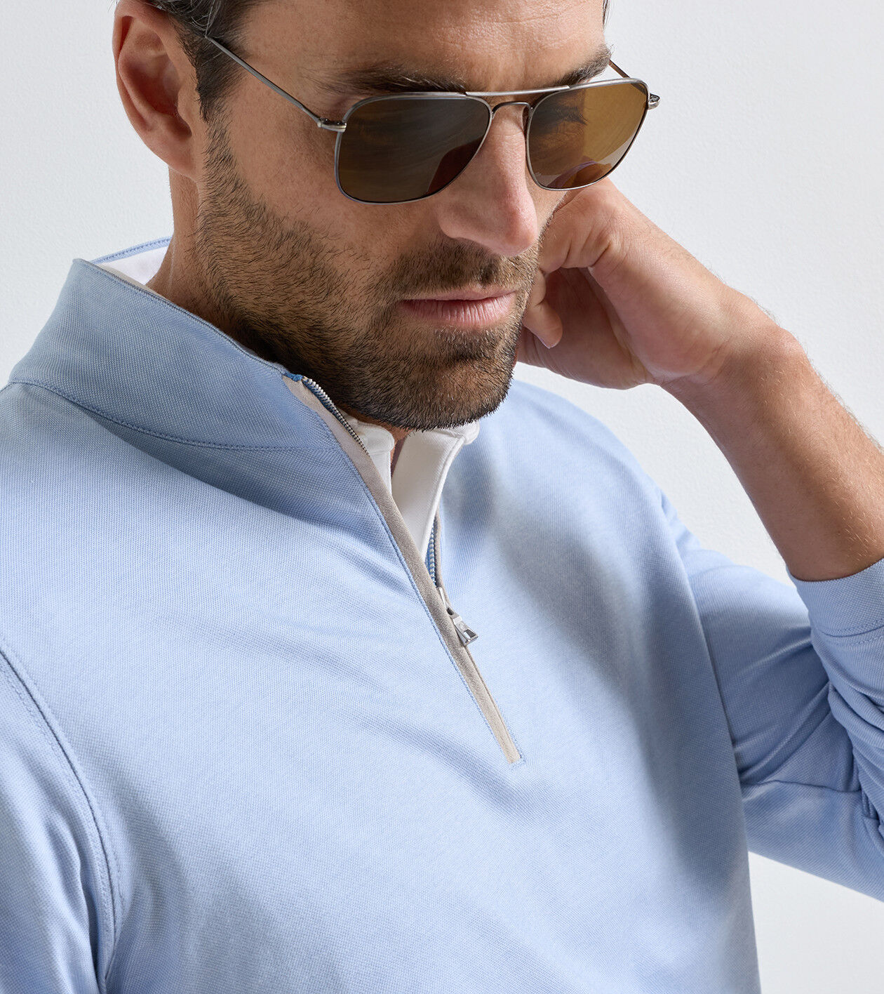 Albatross Cotton-Blend Piqué Quarter-Zip | Men's Pullovers | Peter