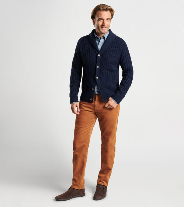 Fisherman's Cable Shawl Collar Cardigan