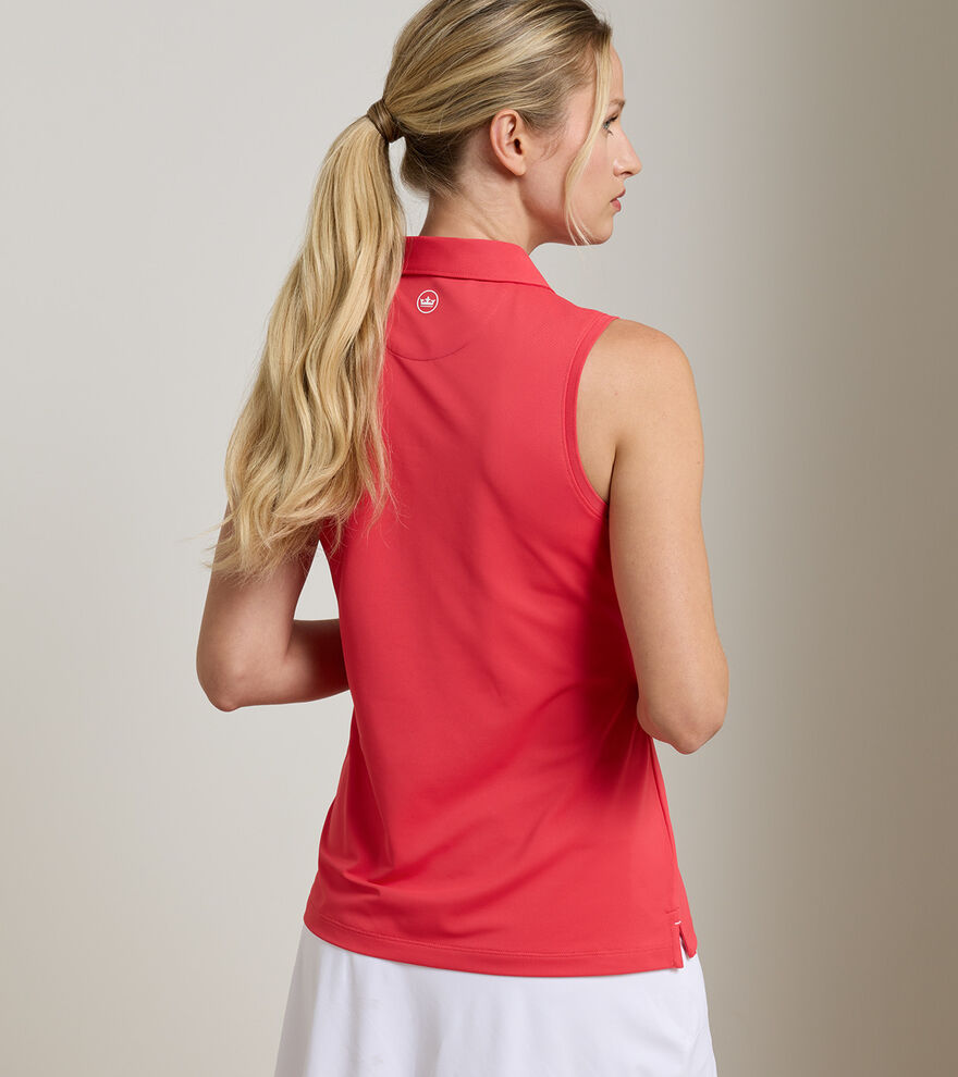 Women's Banded Sport Mesh Sleeveless Button Polo image number 3