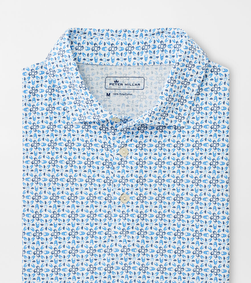Mules & Skulls Aqua Cotton Polo image number 1