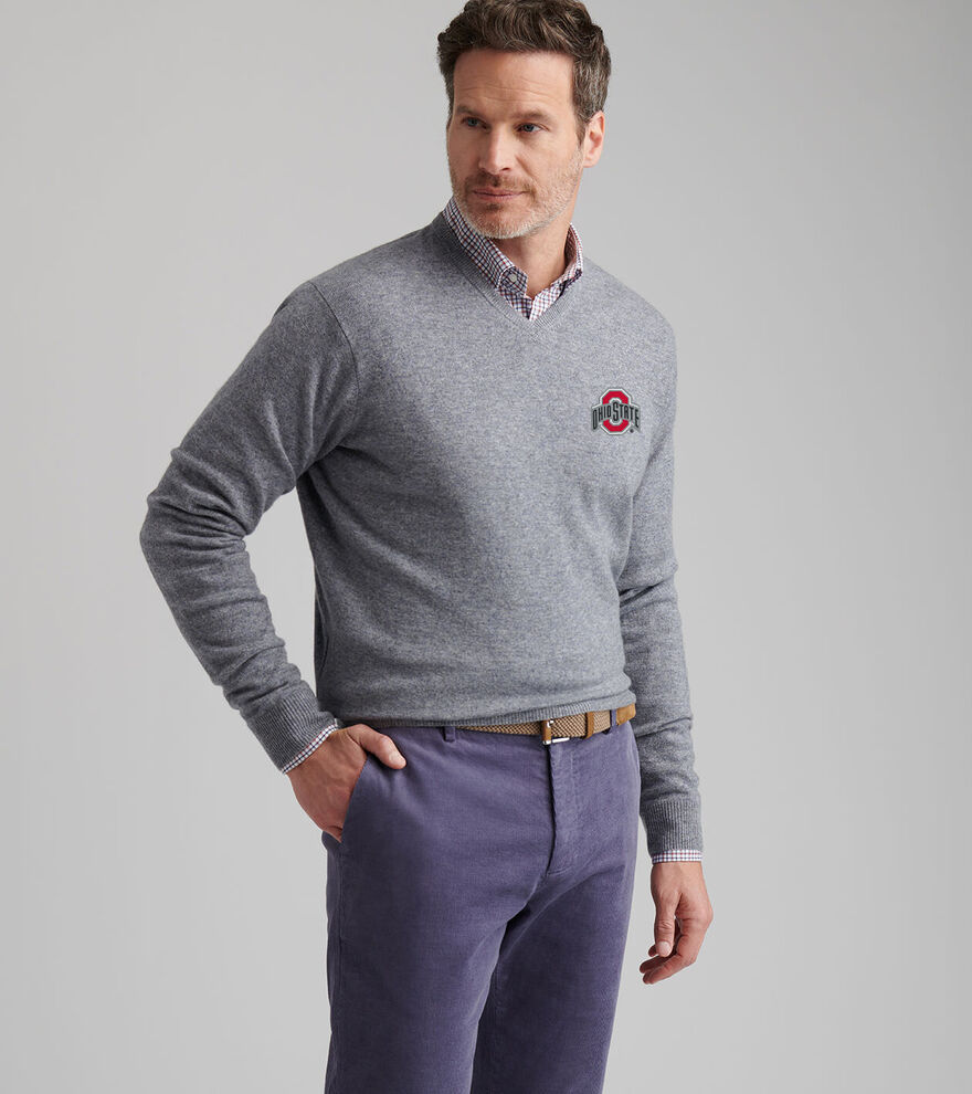 Ohio State Crown Heritage Cashmere V-Neck Sweater image number 1