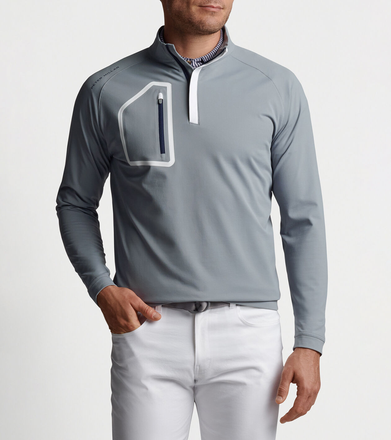 mens white golf pullover