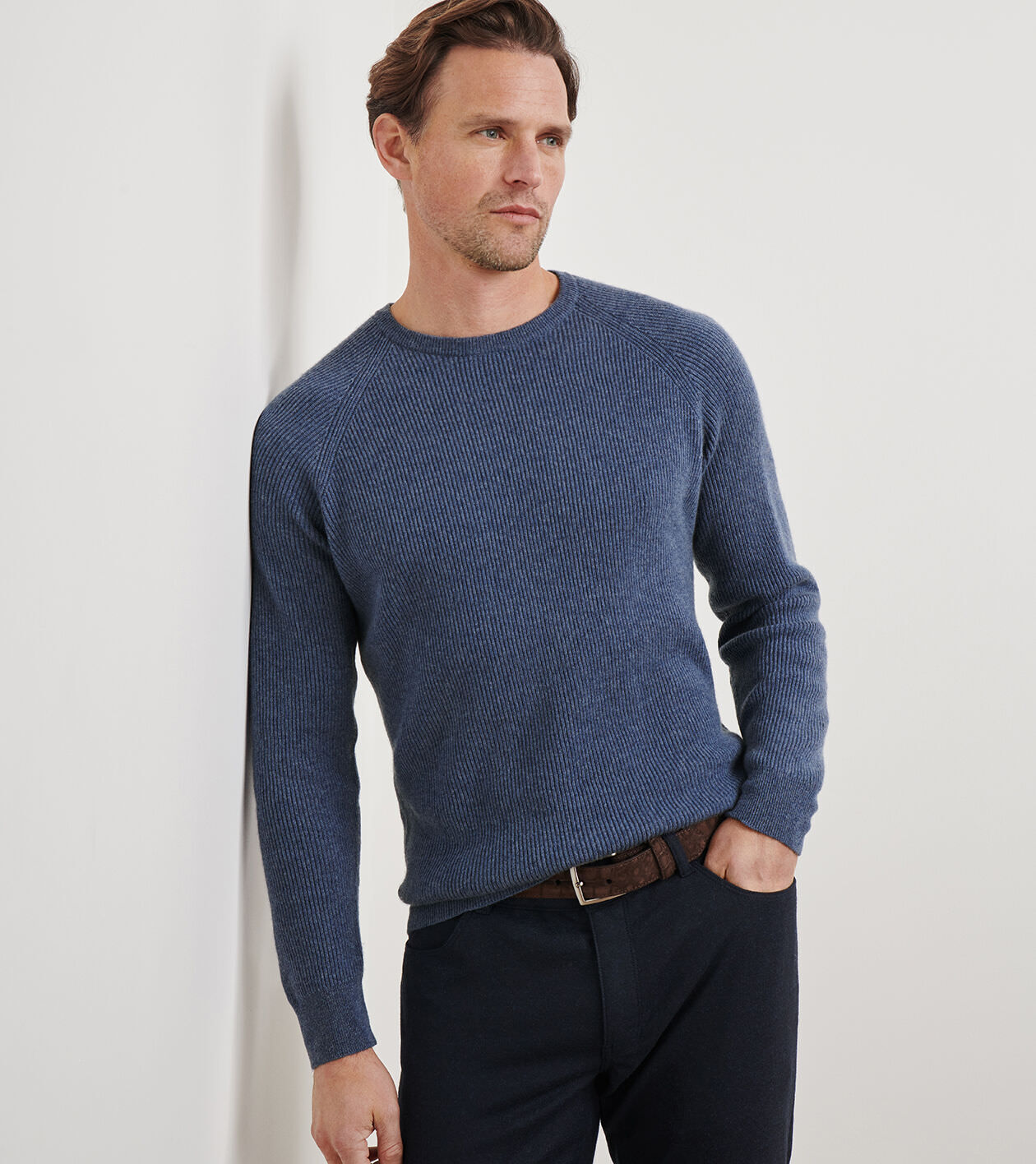 Artisan Crafted Cashmere Rib Crewneck | Men's Sweaters | Peter Millar