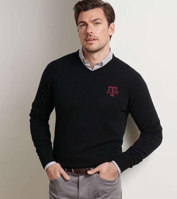 Texas A&M Crown Heritage Cashmere V-Neck Sweater