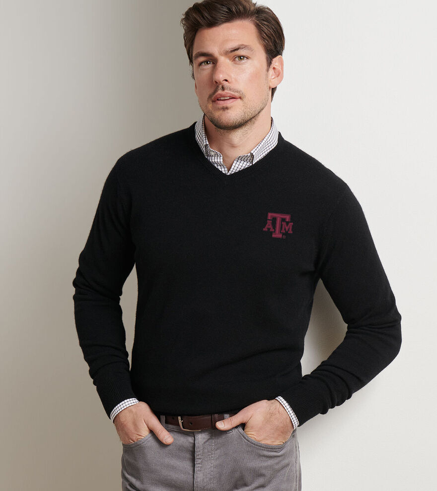 Texas A&M Crown Heritage Cashmere V-Neck Sweater image number 1