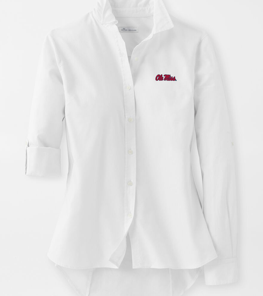 Women's Ole Miss Stretch Woven Button-Up image number 1