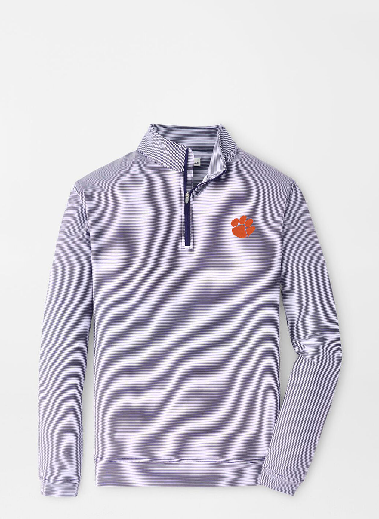 Clemson Perth Sugar Stripe Performance QuarterZip Peter Millar