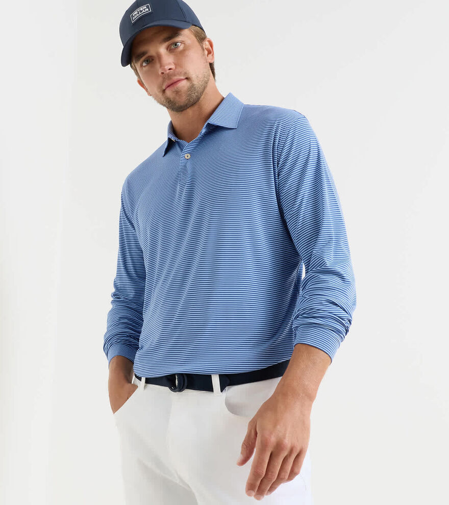 Featherweight Market Stripe Long-Sleeve Performance Polo image number 2