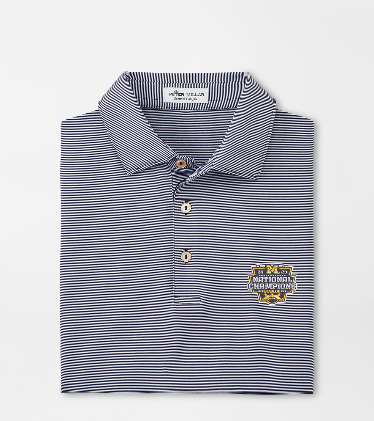 Michigan National Champion Jubilee Stripe Performance Polo Men s Collegiate Apparel Peter Millar