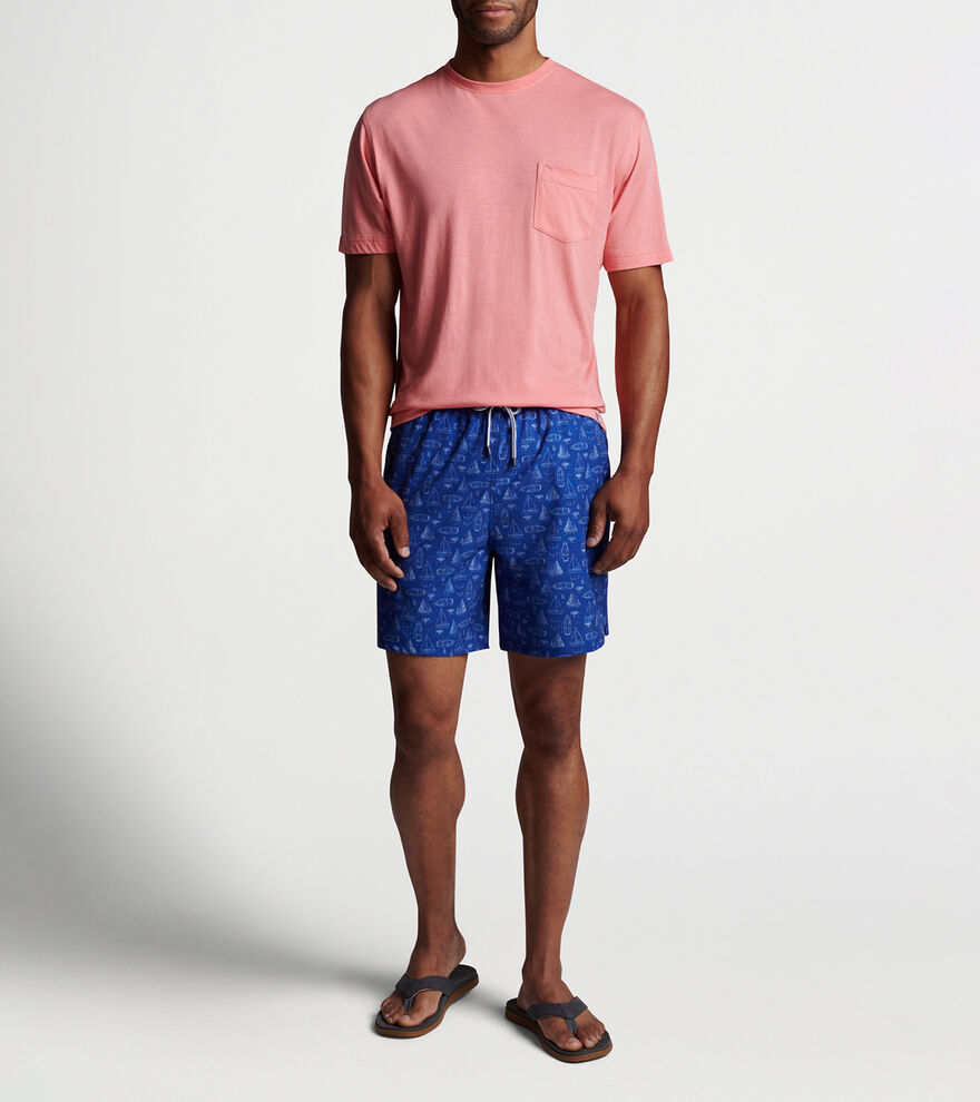 Sailboat Blue Print Swim Trunk image number 2