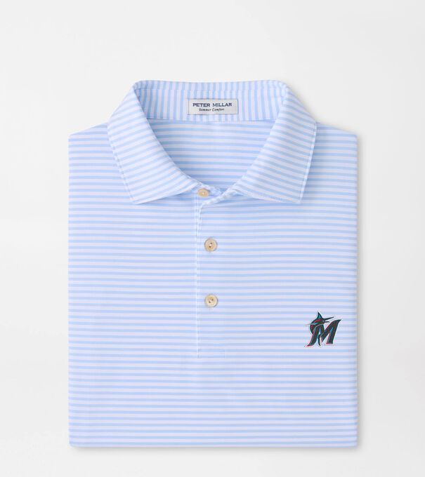 Miami Marlins Tiebreaker Performance Jersey Stripe Polo